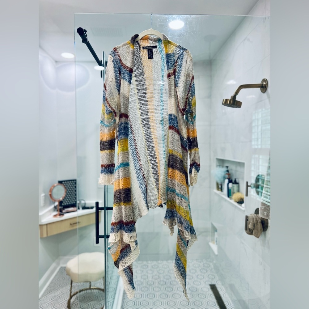 Love Stitch - Striped Multicolor Open-Front Sweater